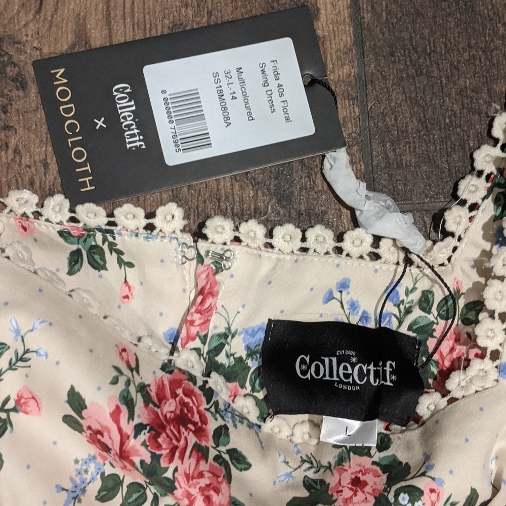 Collectif Frida 40s floral swing dress 14 UK (L)